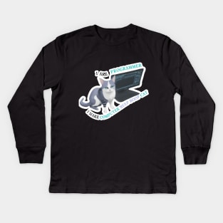 I are programmer i make computer beep boop Cat Kids Long Sleeve T-Shirt